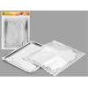 S/1 RECTANGULAR TRAY WITH SILVER DOILY 31 X 38 CM