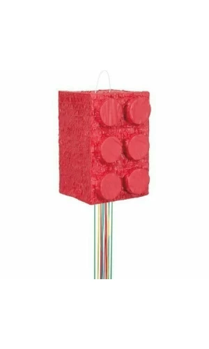 Building Red Block Pull String Pinata - 38cm x 25cm