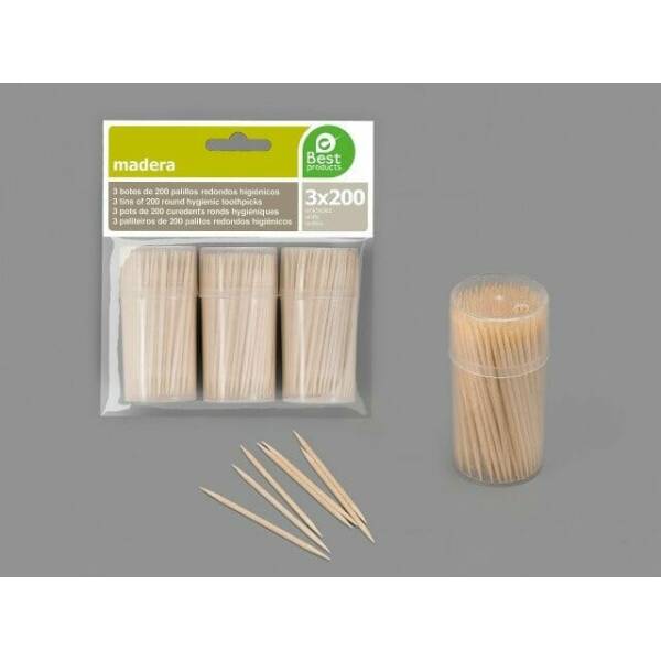 Tins 200 Hygienic Round Toothpick - 3pk