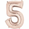 Rose Gold Number " 5 " Foil Balloon 34''