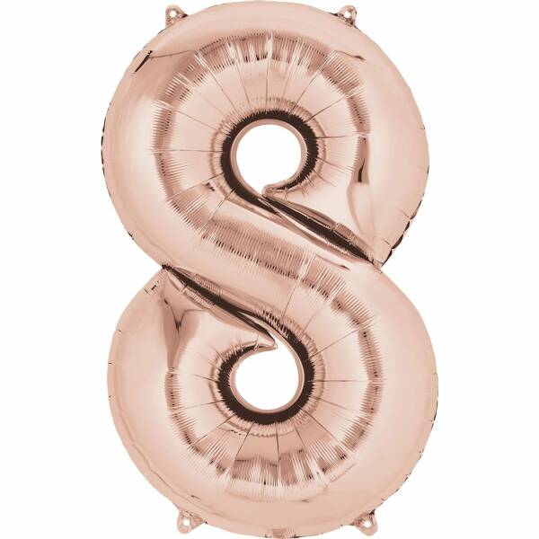 Rose Gold Number " 8 " Foil Balloon 34''