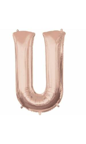 Rose Gold Letter " U " Foil Balloon 34''