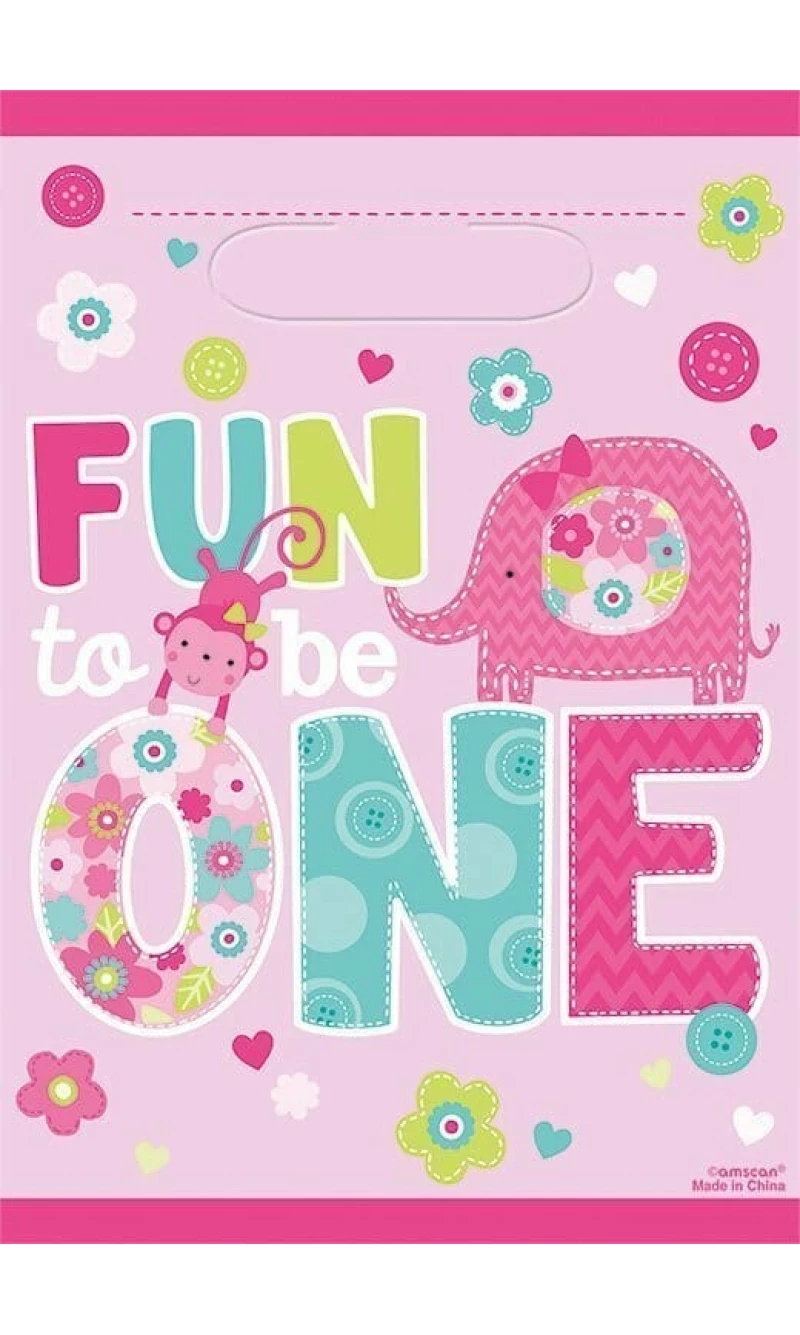 Fun To Be One Plastic Party Bags - 8pk