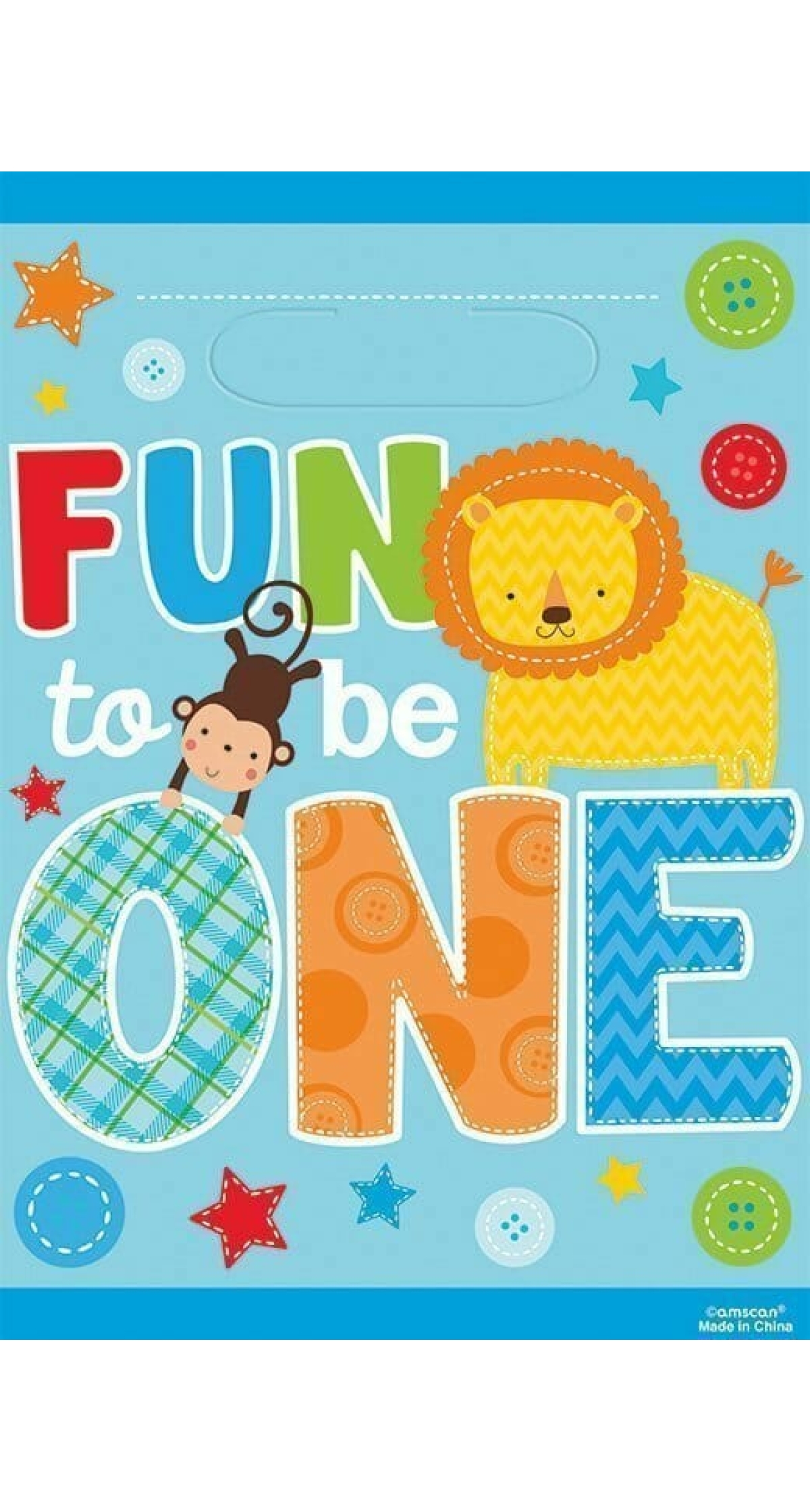 Fun To Be One Boy Plastic Party Bags - 8pk