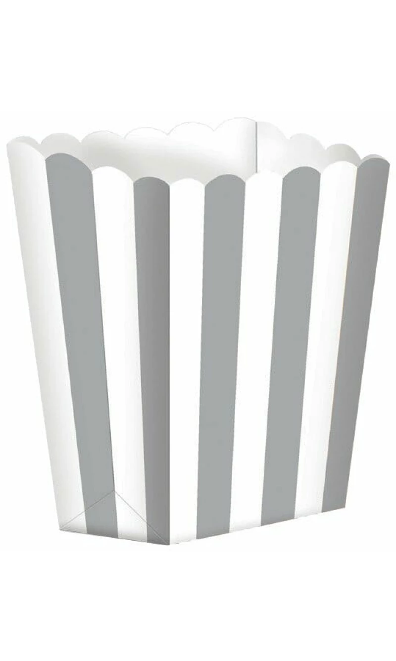 Silver Candy Buffet Popcorn Boxes 6.3 x 13.4 x 3.8cm - 5pk