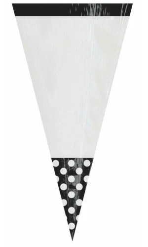 Black Candy Buffet Cone Polka Dots Bags 24.7cm – 10pk