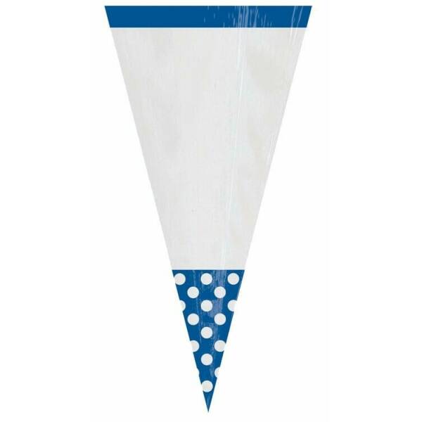 Royal Blue Candy Buffet Cone Polka Dots Bags 24.7cm – 10pk