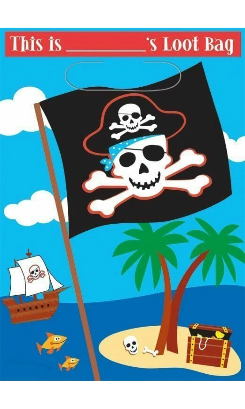 Pirate Treasure Plastic Party Bags - 8pk