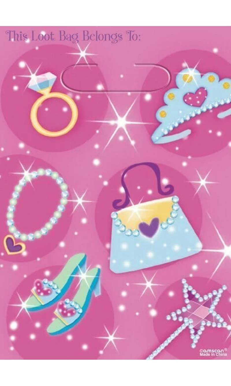 Princess Plastic Party Bags - 8pk