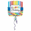 Happy Birthday Stripes & Chevron Standard Foil Balloon - 43 cm