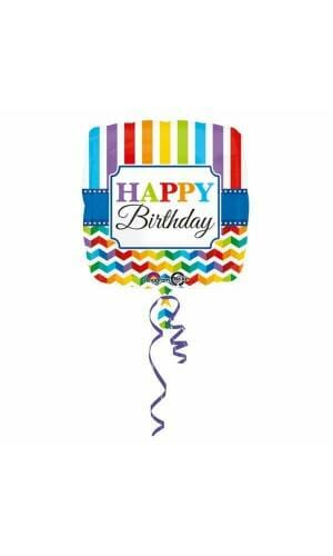 Happy Birthday Stripes & Chevron Standard Foil Balloon - 43 cm