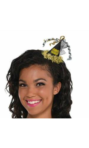 Happy New Year "Cheers" Clip Hair Cone Hat - 7.6cm x 8.2cm