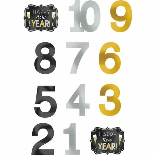 New Year's Countdown Photo Props - 12pk