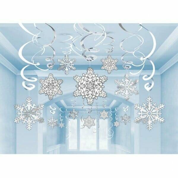 Christmas Swirl Snowflake Decorations - 30 Pk