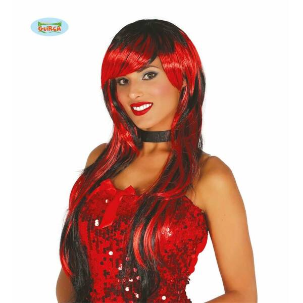 Red & Black Long Wig - Adult One Size