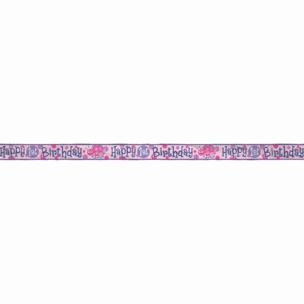 Foil First Birthday Ladybug Banner - 12 ft