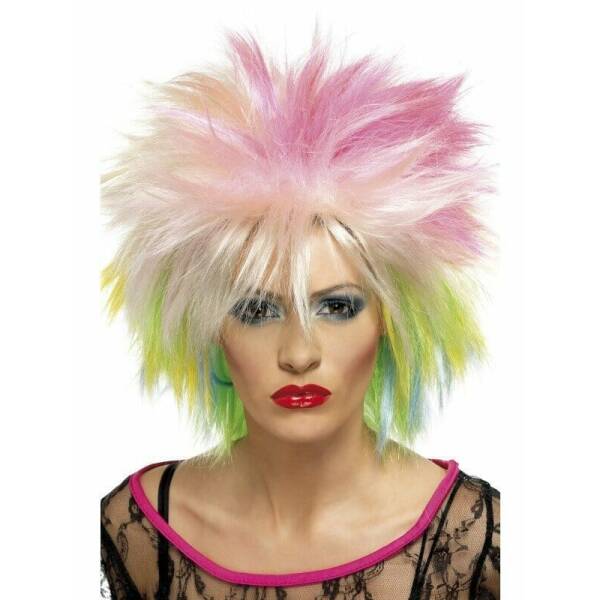 Multi - Coloured 80's Attitude Wig - Adult One Size