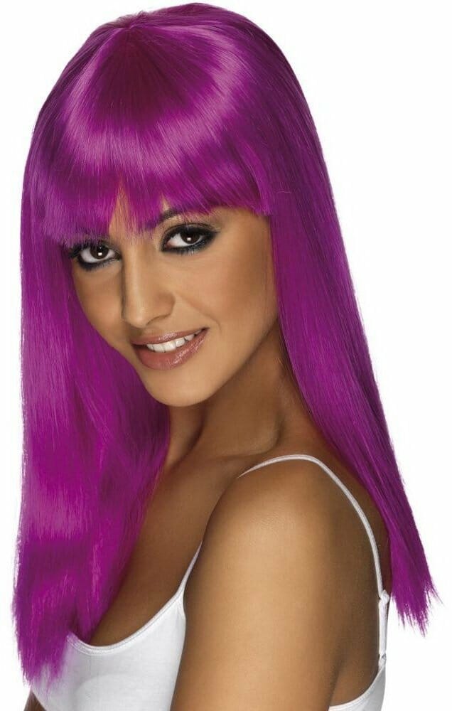 Glamourama Wig Adult Purple Long with Fringe Glamourama Wig Adult Purple Long with Fringe