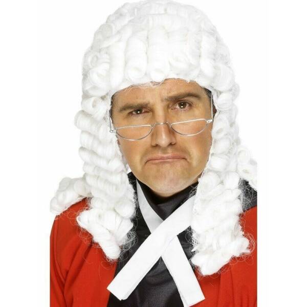 White Judge's Wig - Adult One Size