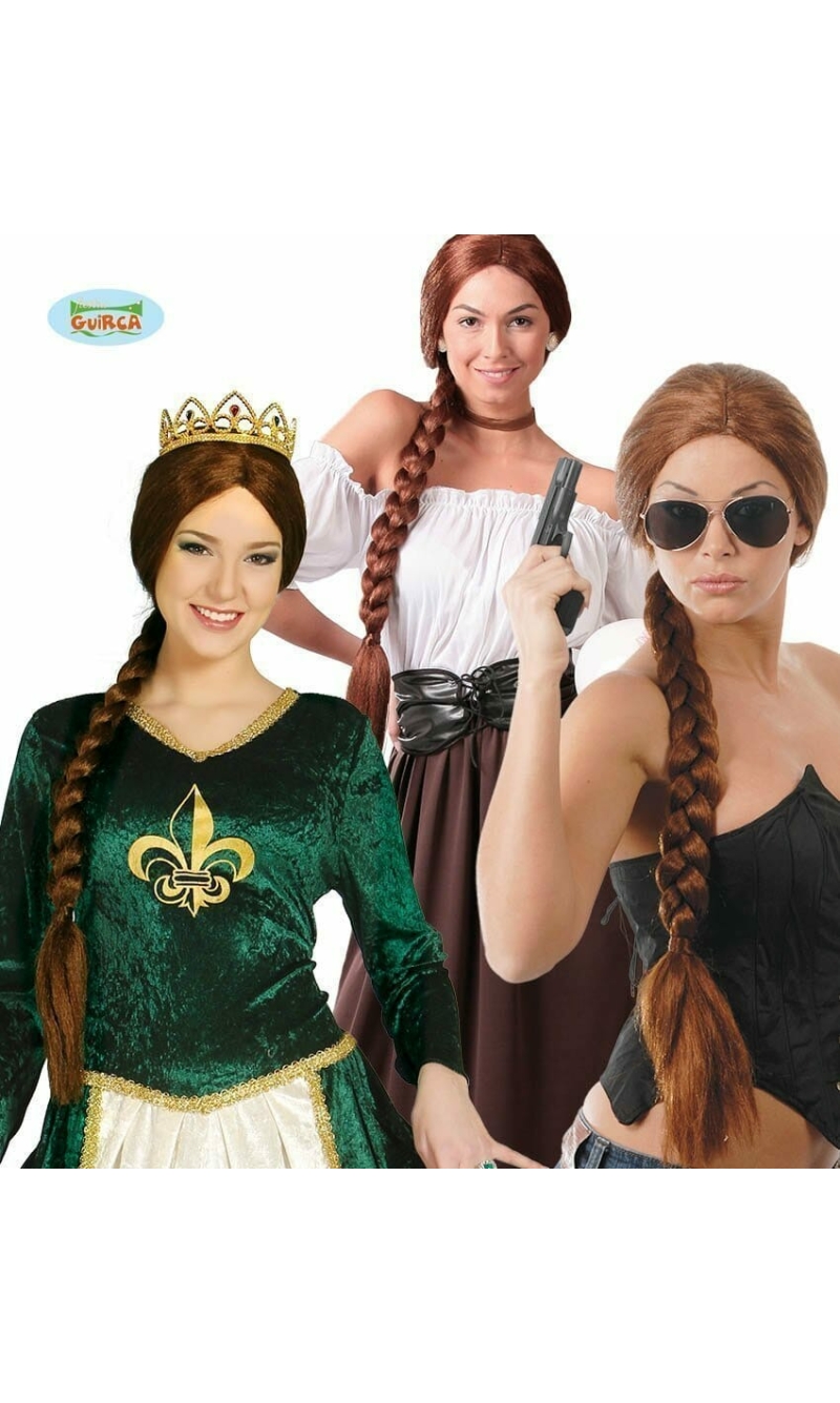Brown Plaited Wig - Adult One Size