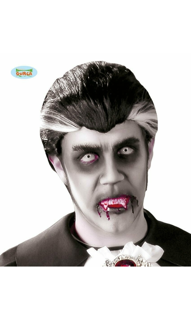 Black & White Dracula Wig - Adult One Size
