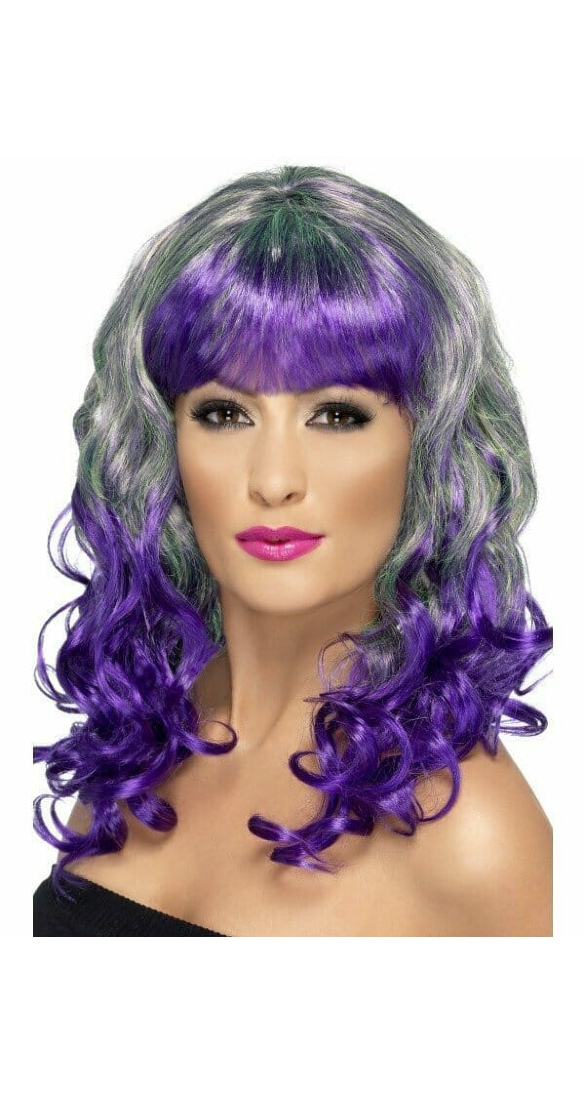 Green & Purple Divatastic Wig - Adult One Size
