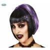 Black & Purple Half Lenght Wig With White Streaks - Adult One Size