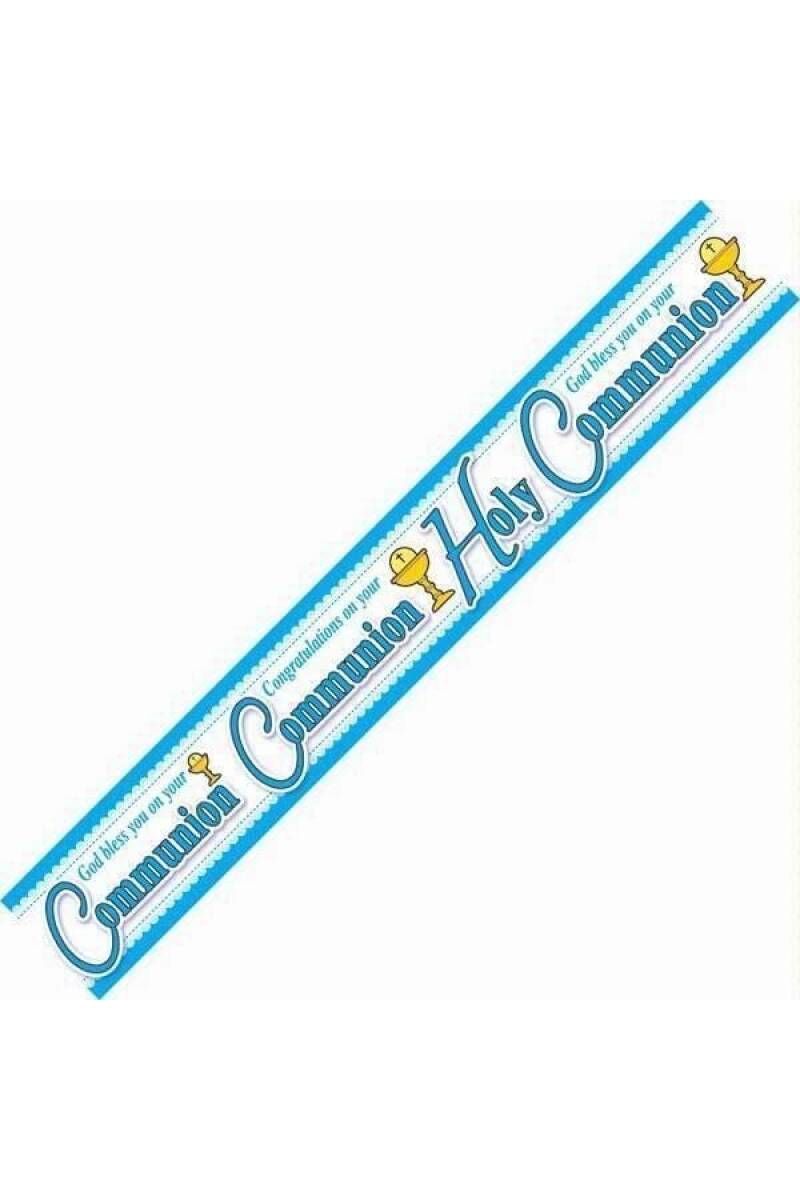 Holy Communion Blue Party Banner 2.6m - 1pk
