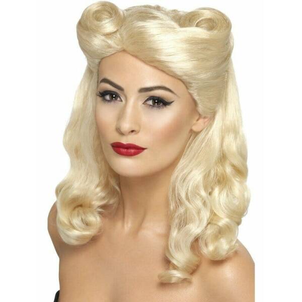 Blonde 40's Pin Up Wig with Victory Rolls - Adult One Size