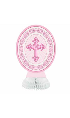 Pink Radiant Cross 8 Inch Mini Honeycomb Decorations - 3pk