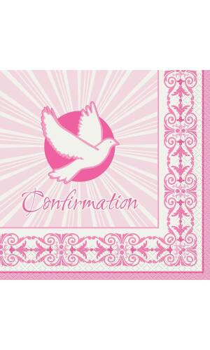 Radiant Dove Pink Confirmation Napkins 33cm x 33cm - 16pk