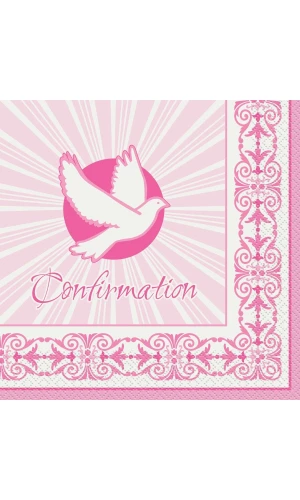 Radiant Dove Pink Confirmation Napkins 33cm x 33cm - 16pk