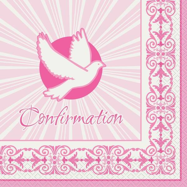 Radiant Dove Pink Confirmation Napkins 33cm x 33cm - 16pk
