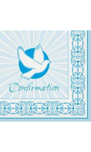 Radiant Dove Blue Confirmation Napkins 33cm x 33cm - 16pk