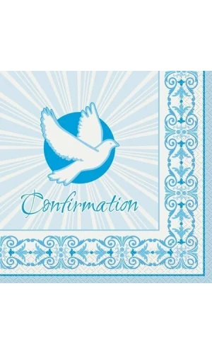 Radiant Dove Blue Confirmation Napkins 33cm x 33cm - 16pk