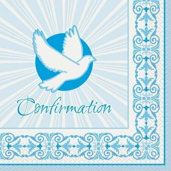 Radiant Dove Blue Confirmation Napkins 33cm x 33cm - 16pk