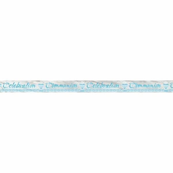 Foil Blue Radiant Cross Communion Banner - 12 ft - Long Fold