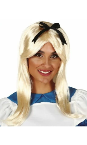 Blonde Alice Wig With Black Bow - Adut One Size