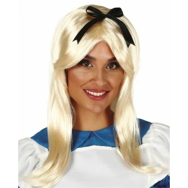 Blonde Alice Wig With Black Bow - Adut One Size
