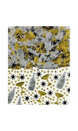 Champagne Bottles Black,Gold & Silver Confetti - 14g