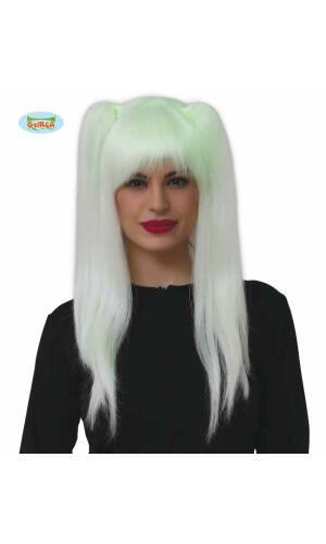 Fluorescent Wig With Ponytails - Adult One Size