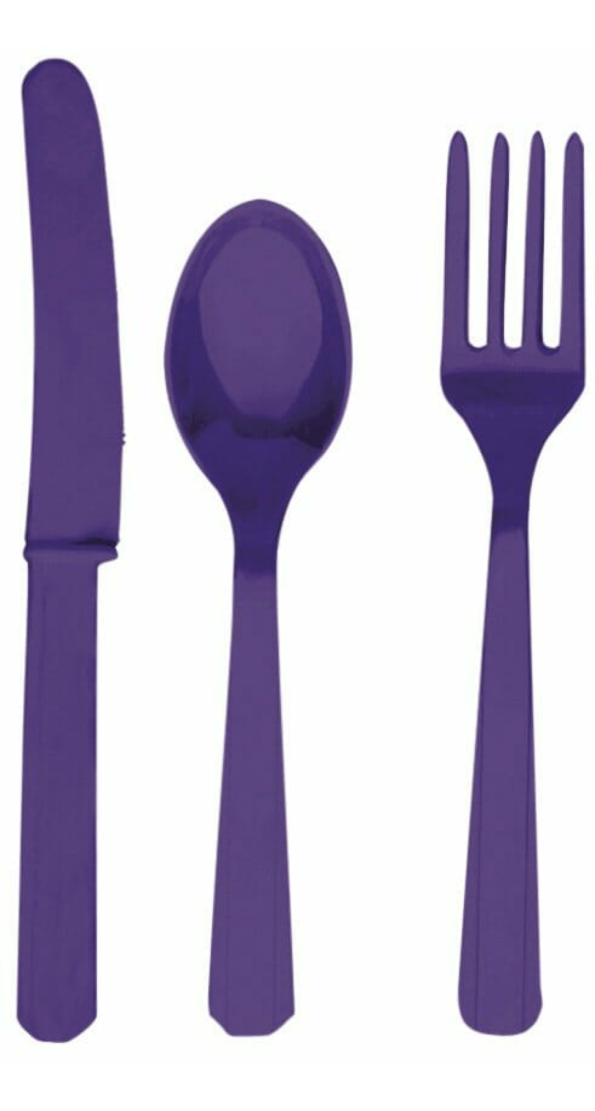 Purple - 24 x Plastic Cutlery Set