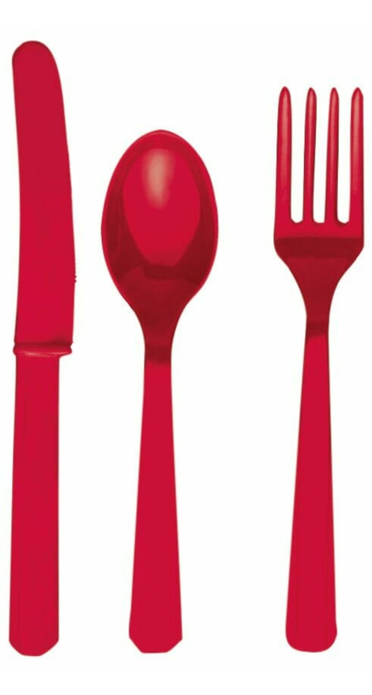Apple Red - 24 x Plastic Cutlery Set