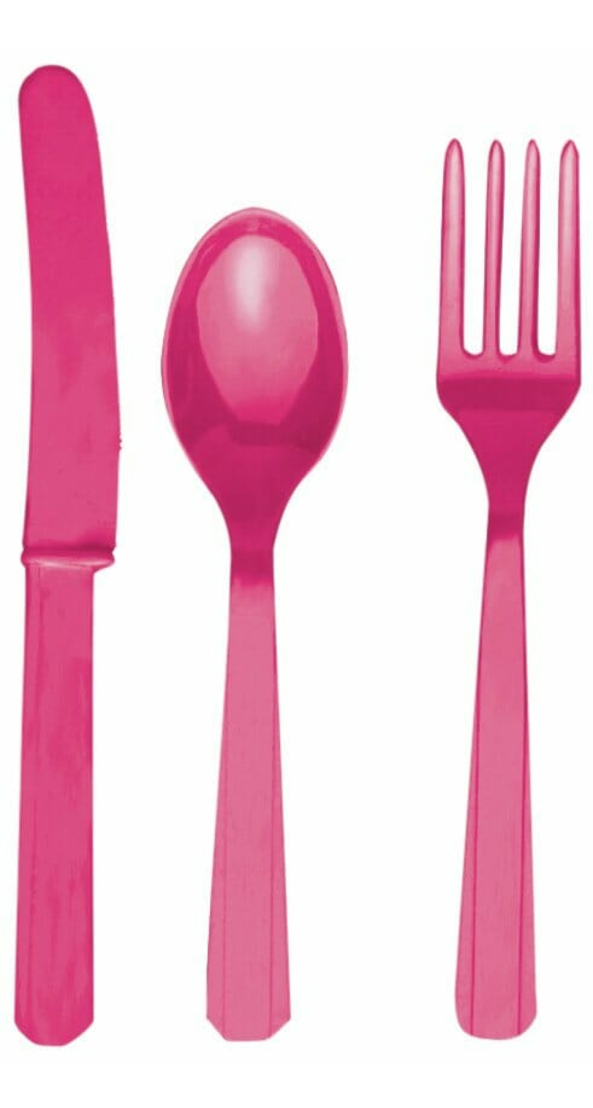 Magenta - 24 x Plastic Cutlery Set