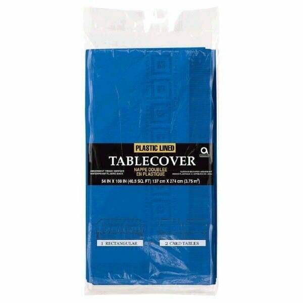 Royal Blue Plastic-Lined Tablecover - 137 cm x 274 cm