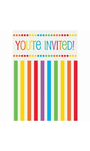 Rainbow Birthday Invitations - 8pk