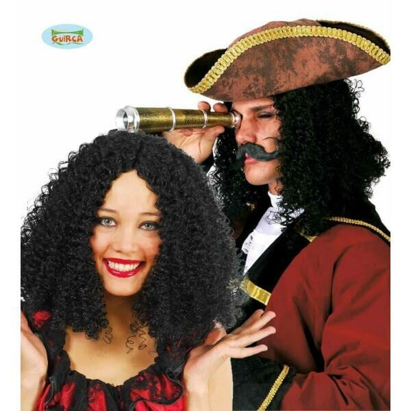 Black Curly Wig (Bigoudi) - Adult One Size