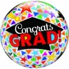 Congrats Grad Caps & Triangles Bubble Stretchy Foil Balloon - 22''