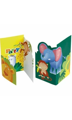 Safari Party Invitations & Envelopes - 6pk