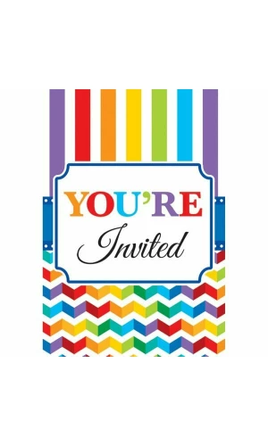 Bright Birthday Invitations with Envelopes 12cm x 17cm - 20pk